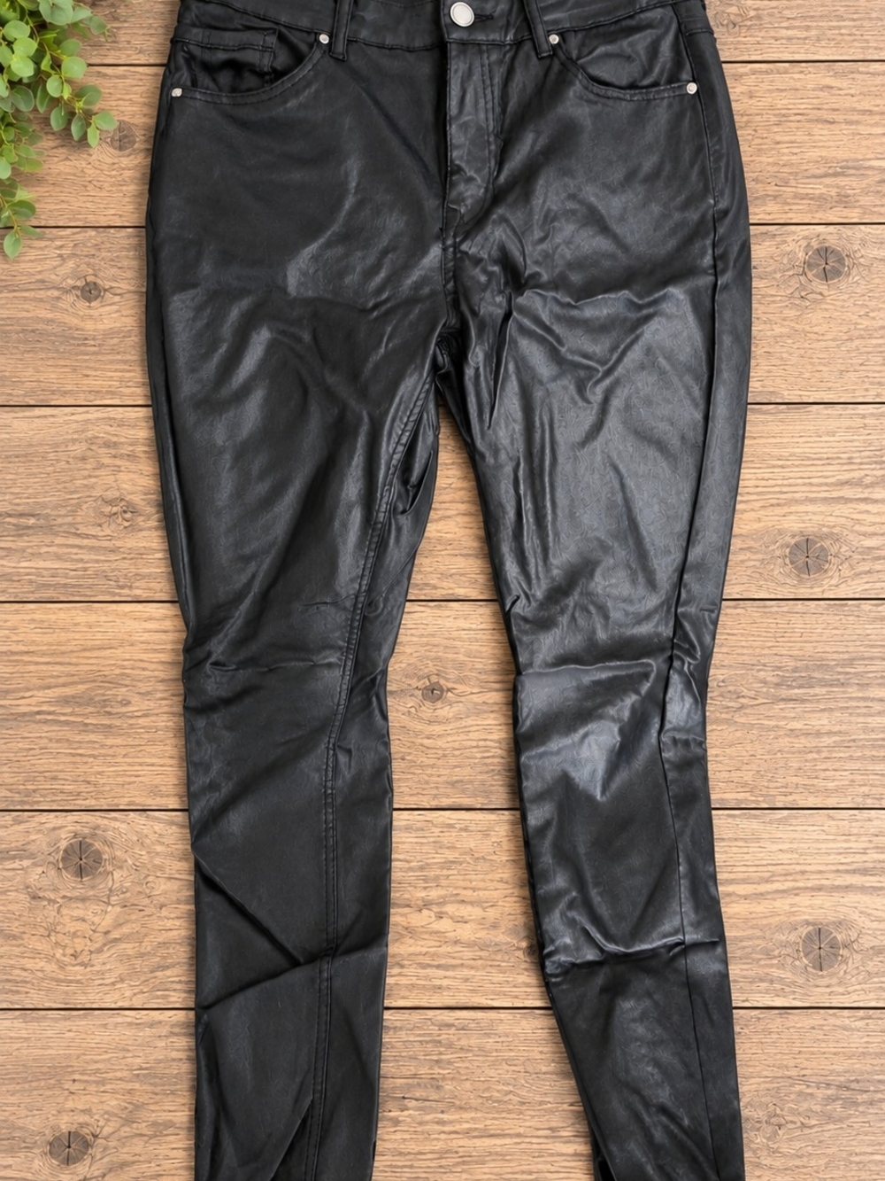 Black Faux Leather Skinny Pants - Women's Slim Fit